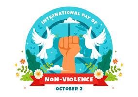 International Day of Non-Violence Illustration on October 2nd, a culture of peace, tolerance, and understanding in a Flat Design Background vector
