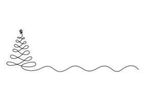 Christmas tree one continuous line drawing pro illustration vector
