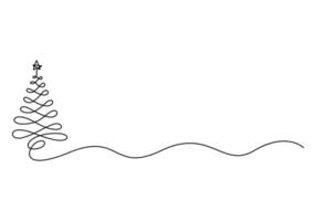 Christmas tree continuous one line drawing. Premium illustration vector