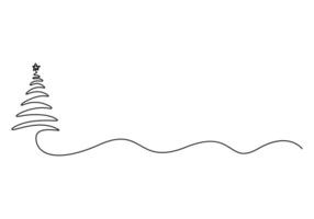 Digital illustration of Christmas tree continuous one line drawing vector