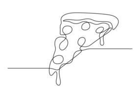 Pizza continuous single line drawing digital illustration vector