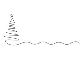 Christmas tree continuous one line drawing illustration vector