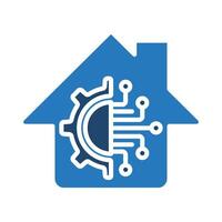 Tech Home icon line illustration vector