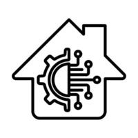 Tech Home icon line illustration vector