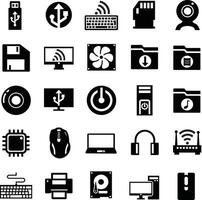 Computer Technology Icons Illustrations Set vector