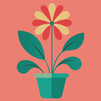 Colour Flower In a Pot