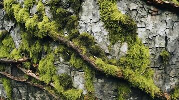 Close-Up View of Moss Covered Tree Bark photo