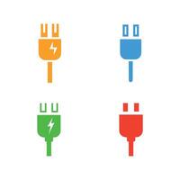 Electric plug icon set on white background. illustration in trendy flat style vector