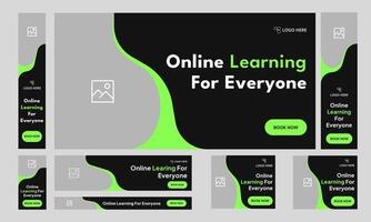 Best online learning web set banner design for social media post, standard bundle banner design, fully editable eps 10 file format vector