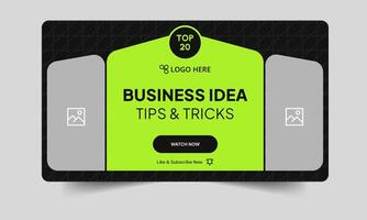 Business idea tips and techniques thumbnail banner design, fully editable eps 10 file format vector