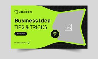 Everyday business idea tips and techniques cover banner design, business concept tricks thumbnail banner design, editable eps 10 file format vector
