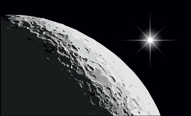 illustration of moon in the dark of space