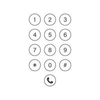 Smartphone dial button icon in flat style. Phone number pad illustration on isolated background. Telephone interface sign business concept. vector