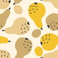 Seamless seamless pattern with retro style doodle pears. Perfect print for card, label, textile, fabric, paper. Hand drawn illustration. vector
