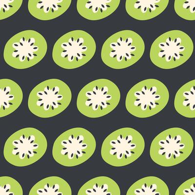 Modern art minimalist style kiwifruit seamless pattern. Perfect for banner, textile, fabric, paper, label, sale. Hand drawn illustration.
