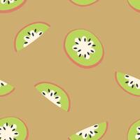 Tropical seamless pattern with kiwi slices in flat style. Perfect art background for banner, card, textile, fabric, paper, sale. Hand drawn illustration. vector