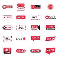 Live stream button icon set in flat style. Webinar illustration on isolated background. Streaming sign business concept. vector