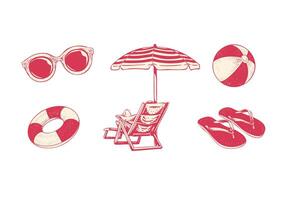Hand drawn Summer time beach element vector