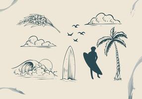 Hand drawn summer element collection vector