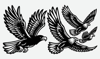 Dynamic Eagle Flying Silhouette Graphics Collection for Creative Projects vector