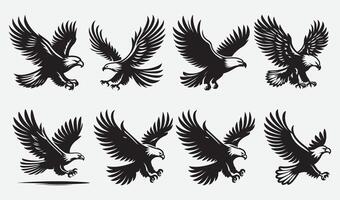 Set of Eagle Flying Silhouette Graphics for Engaging Digital Content vector