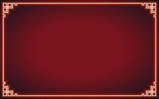 Chinese frame neon style with oriental Asian elements on color background vector