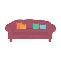 Hand Drawn Sofa Couch With Pillows vector