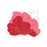Hand drawn bush with deep red color and thin yellow branches. Simple design. Flat Spring and autumn. Icon. vector