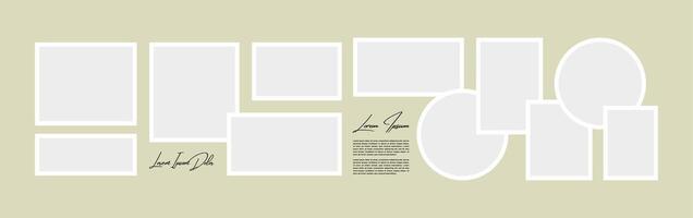 Album or gallery mockup with empty paper snapshots vector