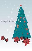 Christmas tree and snow background vector