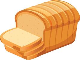 White bread loaf being sliced with slices isolated on white background vector
