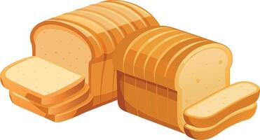 White bread loaf being sliced with slices isolated on white background vector