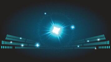 A captivating abstract image symbolizing innovation and technological advancement, featuring a vibrant blue light emanating from a central point vector