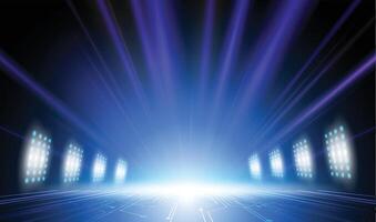 Abstract background blue stadium stage hall with scenic lights of round futuristic technology user interface Blue lighting empty stage spotlight background. vector