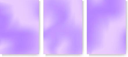 Modern blurred gradient background template set for cover, poster, wallpaper, flyer, web design. Fluid purple gradient color backdrop illustration vector