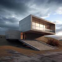 Modern monolith, dawn's embrace on abstract architecture. photo