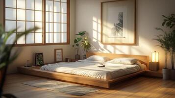 a portrait photo, focusing on living room and traditional spaces in Japandi-style homes, capturing the essence of traditional architecture. Japanese and Scandinavian photo
