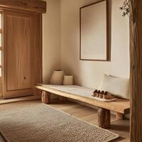 a portrait photo, focusing on living room and traditional spaces in Japandi-style homes, capturing the essence of traditional architecture. Japanese and Scandinavian photo