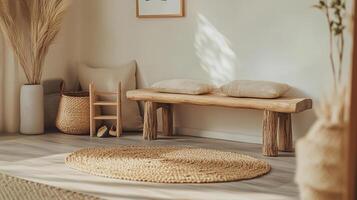 a portrait photo, focusing on living room and traditional spaces in Japandi-style homes, capturing the essence of traditional architecture. Japanese and Scandinavian photo