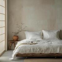 a portrait photo, focusing on living room and traditional spaces in Japandi-style homes, capturing the essence of traditional architecture. Japanese and Scandinavian photo