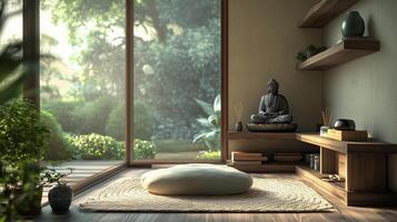 a portrait photo, focusing on living room and traditional spaces in Japandi-style homes, capturing the essence of traditional architecture. Japanese and Scandinavian photo