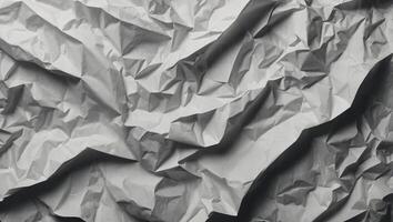 Abstract white paper wrinkled or crumpled texture background, top view, flat lay. photo