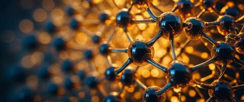 Abstract depiction of a cell membrane structure with a golden glow, serving as a background for biology, physics, and chemistry. photo