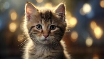 Confused Kitten A Whiskered Companion in a State of Perplexity. photo