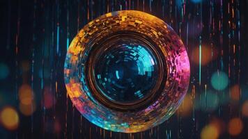 A modern digital art piece using a holographic effect. photo