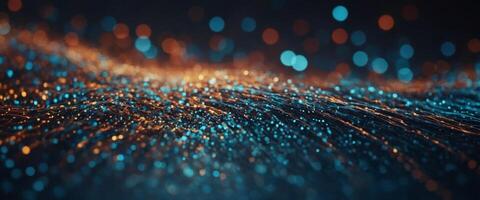 Abstract Background with Wave of Dots and Lines. photo