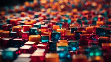Abstract composition of colorful cubes in the shape of squares background. photo