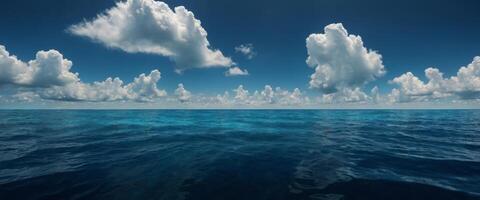 Artistic representation of the deep sea merged with the sky and clouds, capturing the essence of the ocean. photo