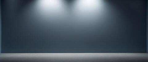 Beautiful gray-blue empty wall with lateral lighting and interesting chiaroscuro Minimalistic background for product presentation. photo
