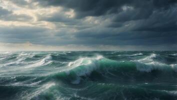 Blurred Stormy Sea A Dynamic D Rendered Ocean Perspective. photo
